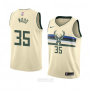 Camiseta Milwaukee Bucks Christian Wood #35 Ciudad 2018 Crema