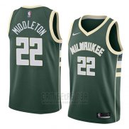 Camiseta Milwaukee Bucks Khris Middleton #22 Icon 2018 Verde