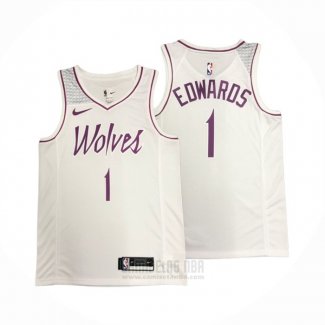 Camiseta Minnesota Timberwolves Anthony Edwards #1 Earned Blanco