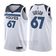 Camiseta Minnesota Timberwolves Taj Gibson #67 Association 2017-18 Blanco