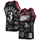 Camiseta Philadelphia 76ers Allen Iverson #3 Mitchell & Ness 1997-98 Tattoo Negro