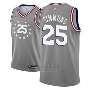 Camiseta Philadelphia 76ers Ben Simmons #25 Ciudad 2018-19 Gris