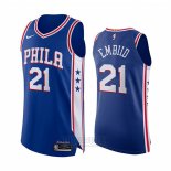 Camiseta Philadelphia 76ers Joel Embiid #21 Icon Autentico Azul