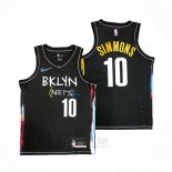 Camiseta Brooklyn Nets Ben Simmons #10 Ciudad 2020-21 Negro