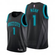 Camiseta Charlotte Hornets Malik Monk #1 Ciudad Edition Negro