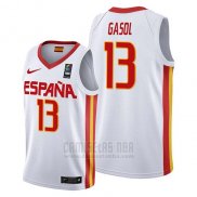 Camiseta Espana Marc Gasol #13 2019 FIBA Baketball USA Cup Blanco