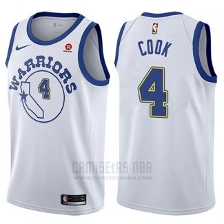 Camiseta Golden State Warriors Quinn Cook #4 Classic 2017-18 Blanco2