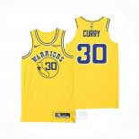 Camiseta Golden State Warriors Stephen Curry #30 Hardwood Classic Autentico Amarillo