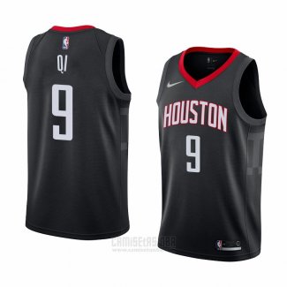 Camiseta Houston Rockets Zhou Qi #9 Statement 2018 Negro