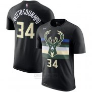 Camiseta Manga Corta Giannis Antetokounmpo Milwaukee Bucks 2019-20 Negro2