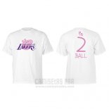 Camiseta Manga Corta Lonzo Ball Los Angeles Lakers Blanco Peppa Pig Cruzado
