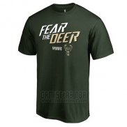 Camiseta Manga Corta Milwaukee Bucks Verde 2018 NBA Playoffs Slogan