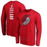 Camiseta Manga Larga Damian Lillard Portland Trail Blazers Rojo