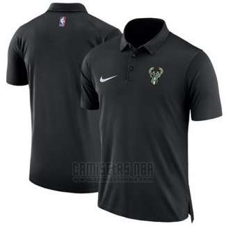 Camiseta Polo Milwaukee Bucks Negro