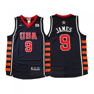 Camiseta USA 2004 Lebron James #9 Azul