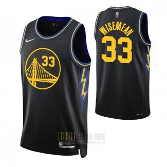 Camiseta Golden State Warriors James Wiseman #33 Ciudad 2021-22 Negro