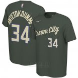 Camiseta Manga Corta Giannis Antetokounmpo Milwaukee Bucks Verde 2019-20 Ciudad