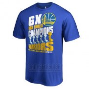 Camiseta Manga Corta Golden State Warriors Azul 2018 NBA Finals Champions Court Drillz 6-Time Champs