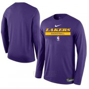 Camiseta Manga Larga Los Angeles Lakers Practice Performance 2022-23 Violeta