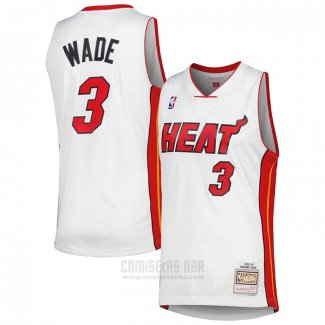 Camiseta Miami Heat Dwyane Wade #3 Mitchell & Ness 2005-06 Blanco