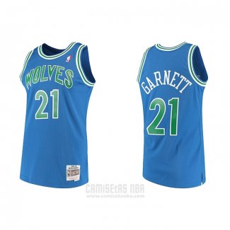 Camiseta Minnesota Timberwolves Kevin Garnett #21 Hardwood Classics Throwback Azul