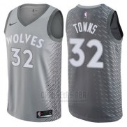 Camiseta Minnesota Timberwolves Towns #32 Ciudad 2017-18 Gris