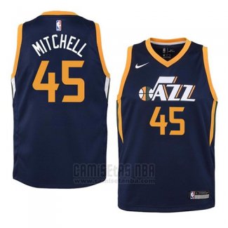 Camiseta Nino Utah Jazz Donovan Mitchell #45 Icon 2017-18 Azul