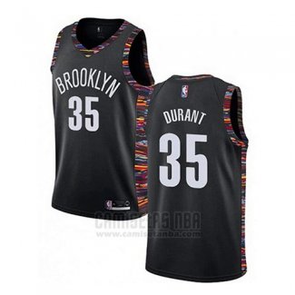 Camiseta Brooklyn Nets Kevin Durant #35 Ciudad 2019-20 Negro