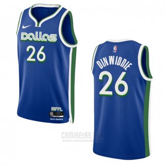 Camiseta Dallas Mavericks Spencer Dinwiddie #26 Ciudad 2022-23 Azul