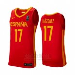 Camiseta Espana Fran Vazquez #17 2019 FIBA Baketball USA Cup Rojo