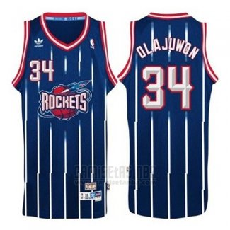 Camiseta Houston Rockets Hakeem Olajuwon #34 Retro Azul