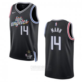 Camiseta Los Angeles Clippers Terance Mann #14 Ciudad 2022-23 Negro