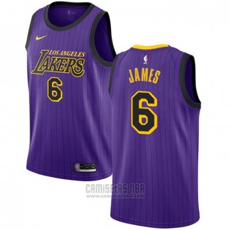 Camiseta Los Angeles Lakers Lebron James #6 2019-20 Ciudad Violeta