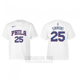 Camiseta Manga Corta Ben Simmons Philadelphia 76ers Blanco4