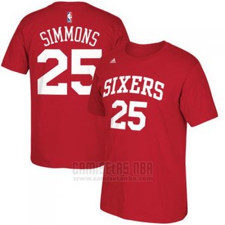 Camiseta Manga Corta Ben Simmons Philadelphia 76ers Rojo4