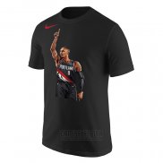 Camiseta Manga Corta Damian Lillard Portland Trail Blazers Negro 2019 Playoffs Bound Hero