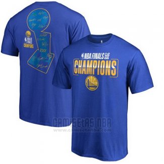 Camiseta Manga Corta Golden State Warriors Azul 2018 NBA Finals Champions2