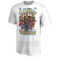 Camiseta Manga Corta Golden State Warriors Blanco 2018 NBA Finals Champions Caricature