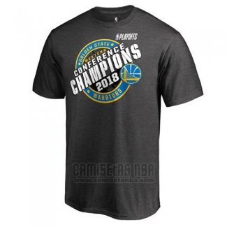 Camiseta Manga Corta Golden State Warriors Gris 2018 Western Conference Champions Keyhole Slogan