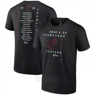 Camiseta Manga Corta Miami Heat 2023 Western Conference Champions Crossover Team Roster Negro