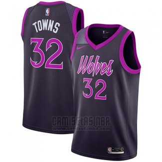 Camiseta Minnesota Timberwolves Karl-Anthony Towns #32 Ciudad 2018-19 Violeta