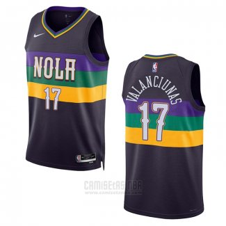 Camiseta New Orleans Pelicans Jonas Valanciunas #17 Ciudad 2022-23 Violeta