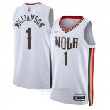 Camiseta New Orleans Pelicans Zion Williamson #1 Ciudad 2021-22 Blanco