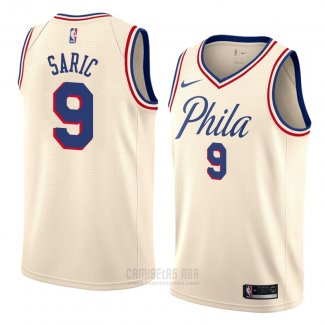 Camiseta Philadelphia 76ers Dario Saric #9 Ciudad 2018 Crema