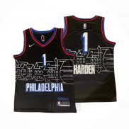 Camiseta Philadelphia 76ers James Harden #1 Ciudad 2020-21 Negro