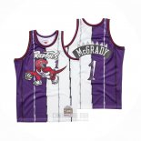 Camiseta Toronto Raptors Tracy Mcgrady #1 Mitchell & Ness 1998-99 Split Violeta Blanco