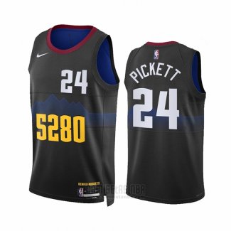 Camiseta Denver Nuggets Jalen Pickett #24 Ciudad 2023-24 Negro