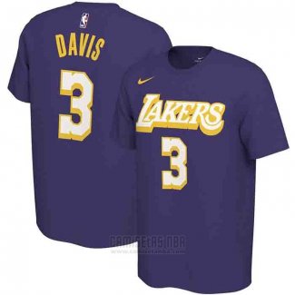Camiseta Manga Corta Anthony Davis Los Angeles Lakers Violeta 2019-20 Ciudad