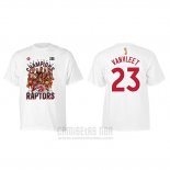 Camiseta Manga Corta Fred Vanvleet Toronto Raptors 2019 NBA Finals Champions Caricature Roster Blanco