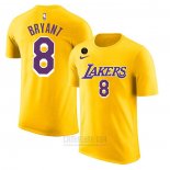Camiseta Manga Corta Kobe Bayant 8 Los Angeles Lakers Amarillo Commemorativo